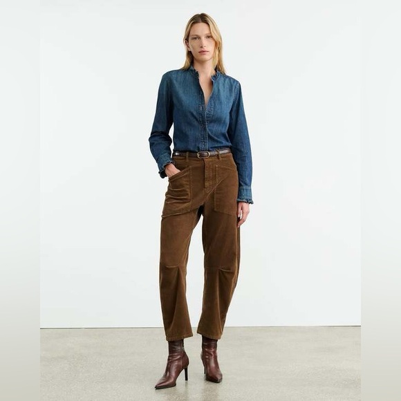 Nili Lotan Pants - Nili Lotan Shon Corduroy Pant Sz 10 Brown Barrel Horseshoe